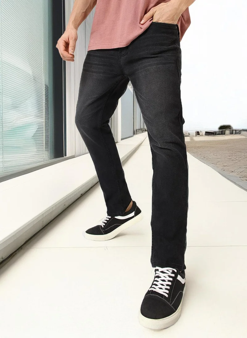 Urbano Fashion Men's Black Slim Fit Washed Jeans Stretchable